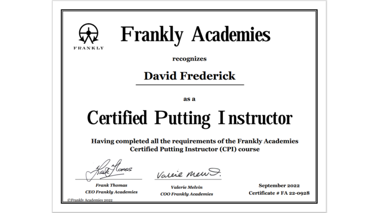 Credentials | Shoot For Par 26 Shoot For Par Certified Putting Instructor