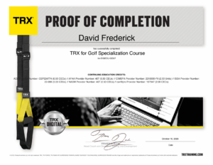 Credentials | Shoot For Par 20 Shoot For Par TRX Golf Specialization